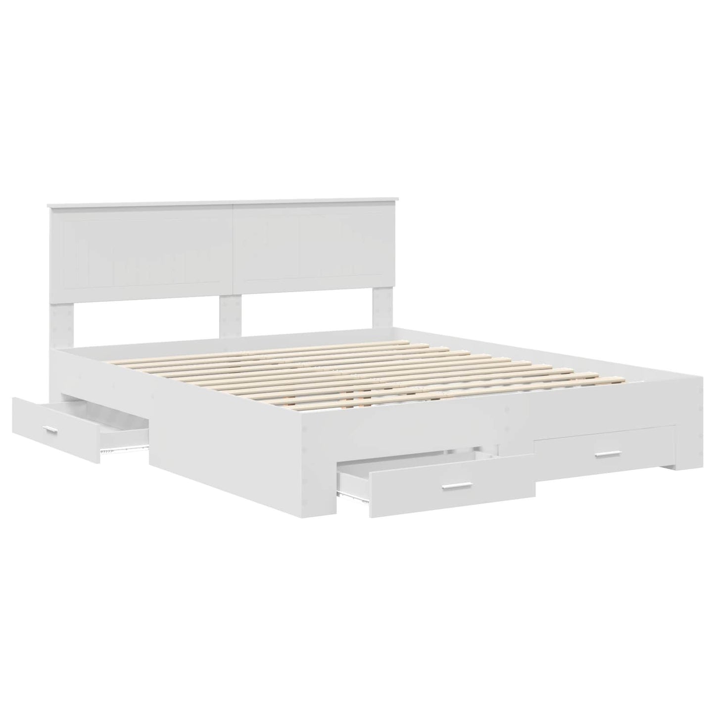 Bedframe met hoofdeinde met lade Wit 160 x 200 cm Bewerkt hout