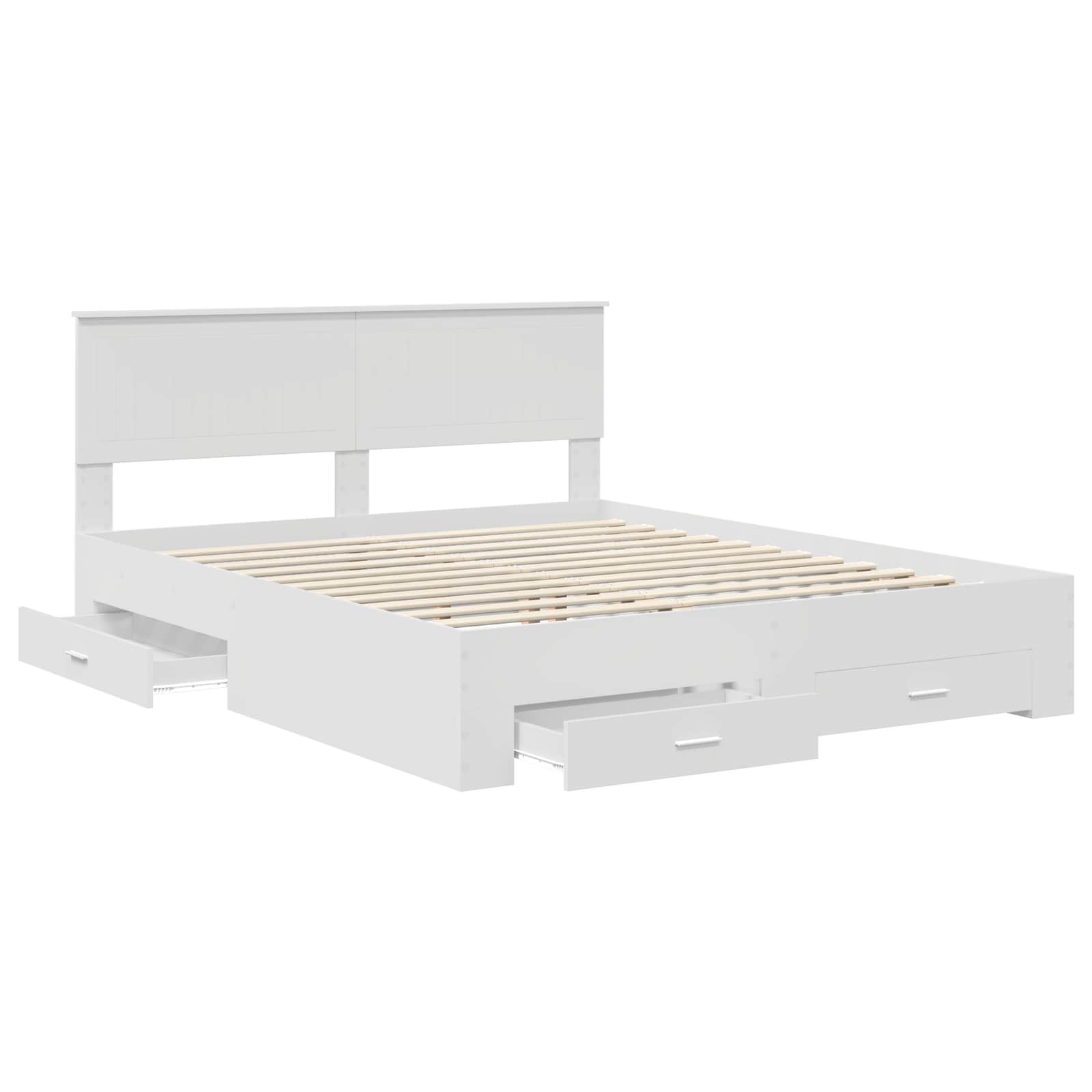 Bedframe met hoofdeinde met lade Wit 160 x 200 cm Bewerkt hout