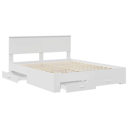 Bedframe met hoofdeinde met lade Wit 160 x 200 cm Bewerkt hout