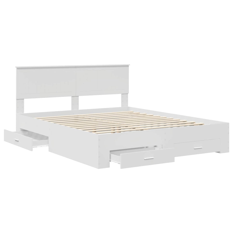 Bedframe met hoofdeinde met lade Wit 160 x 200 cm Bewerkt hout