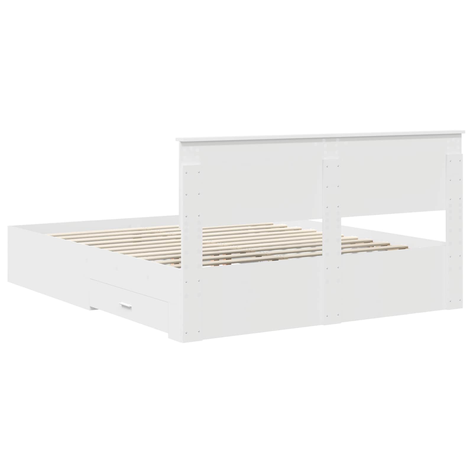 Bedframe met hoofdeinde met lade Wit 160 x 200 cm Bewerkt hout