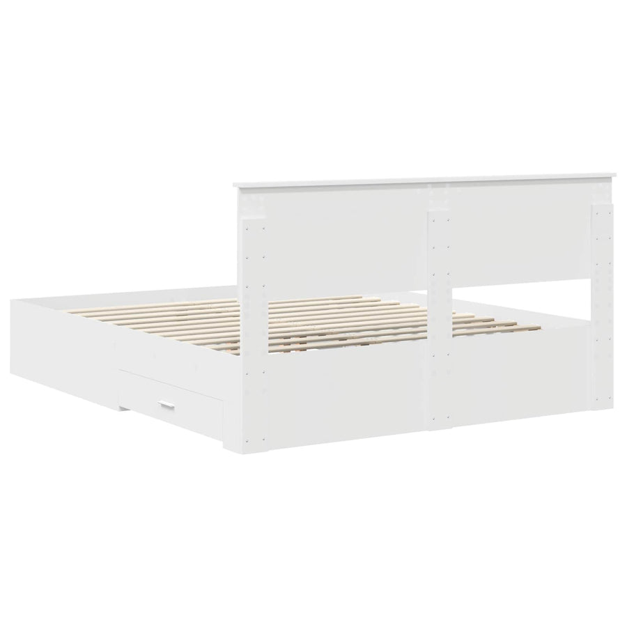 Bedframe met hoofdeinde met lade Wit 160 x 200 cm Bewerkt hout