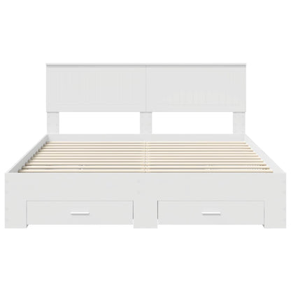 Bedframe met hoofdeinde met lade Wit 160 x 200 cm Bewerkt hout