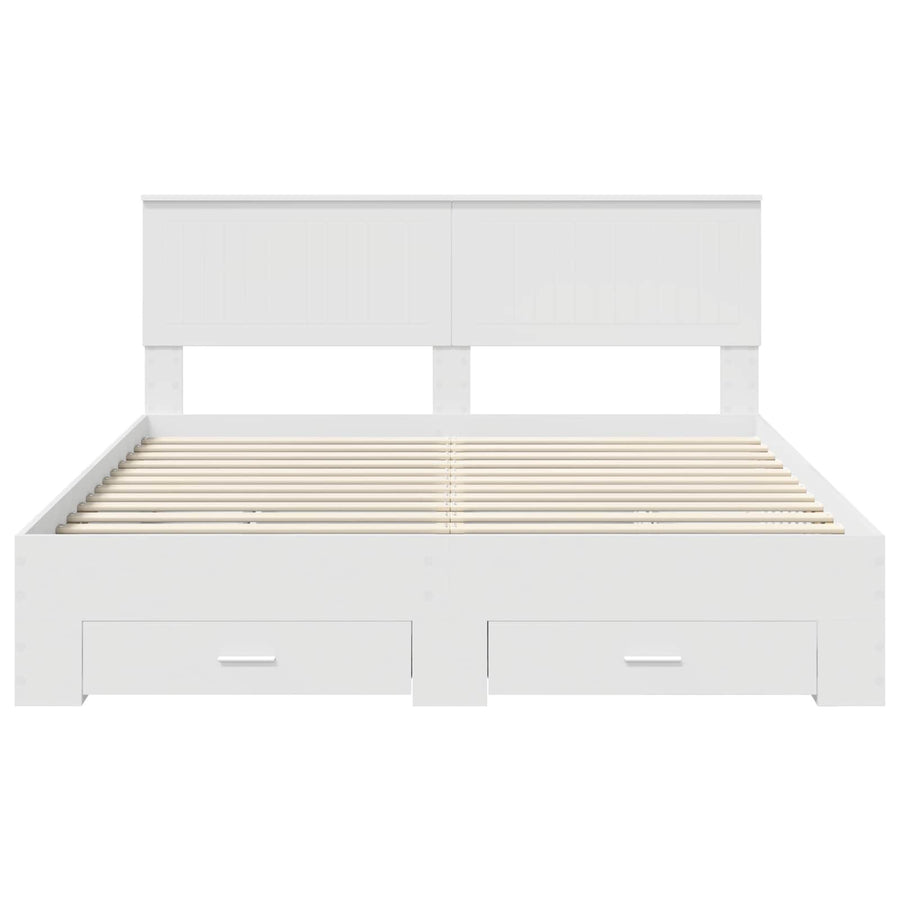 Bedframe met hoofdeinde met lade Wit 160 x 200 cm Bewerkt hout