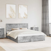 Bedframe 160x200 cm beton grijs bewerkt hout
