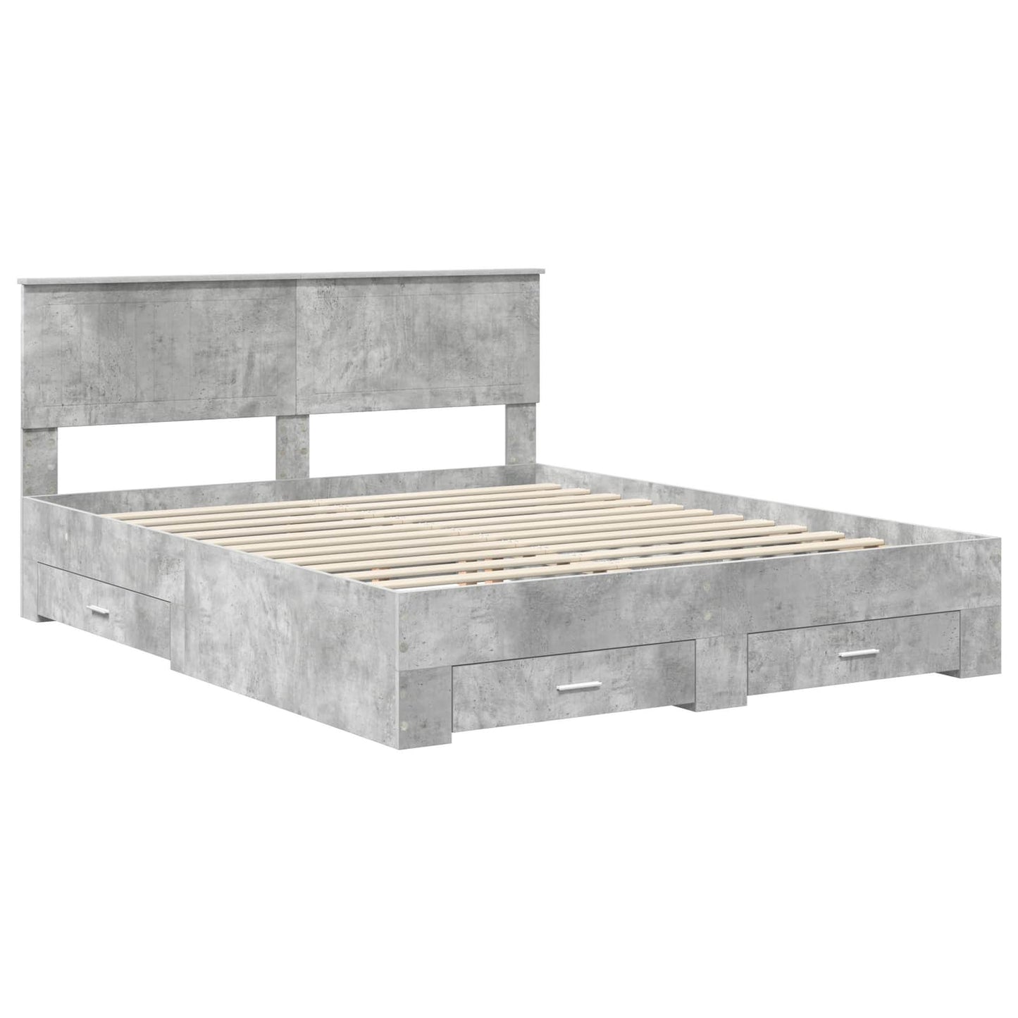 Bedframe met hoofdeinde Beton Grijs 160 x 200 cm Bewerkt hout