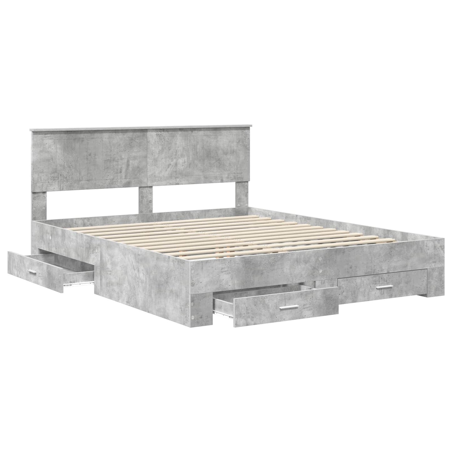 Bedframe met hoofdeinde Beton Grijs 160 x 200 cm Bewerkt hout