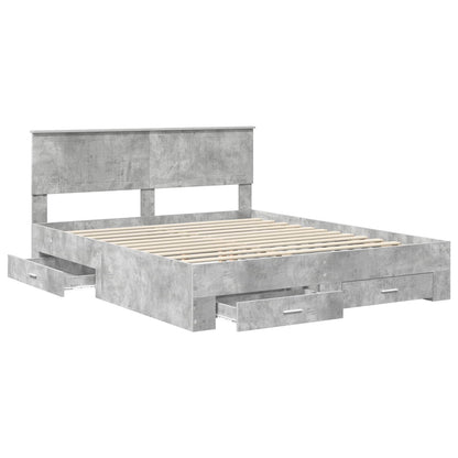 Bedframe met hoofdeinde Beton Grijs 160 x 200 cm Bewerkt hout