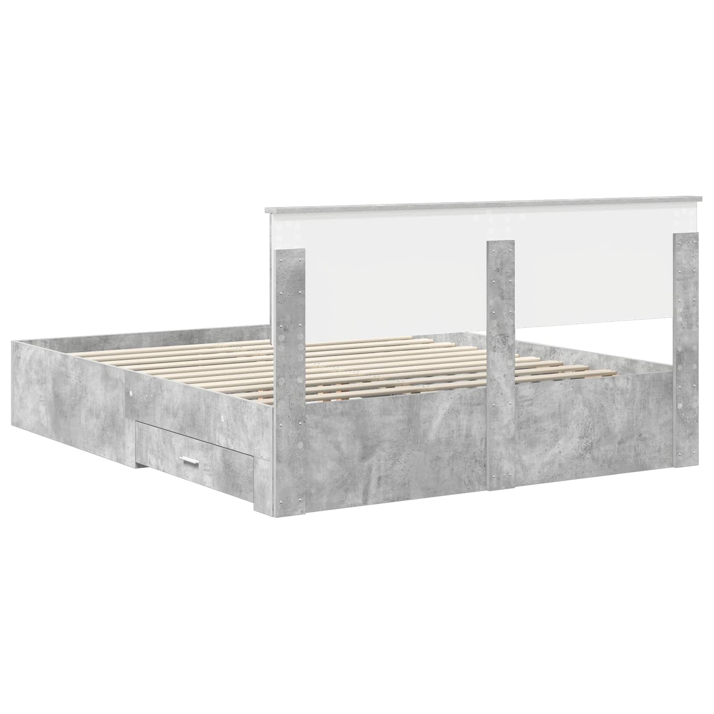 Bedframe met hoofdeinde Beton Grijs 160 x 200 cm Bewerkt hout
