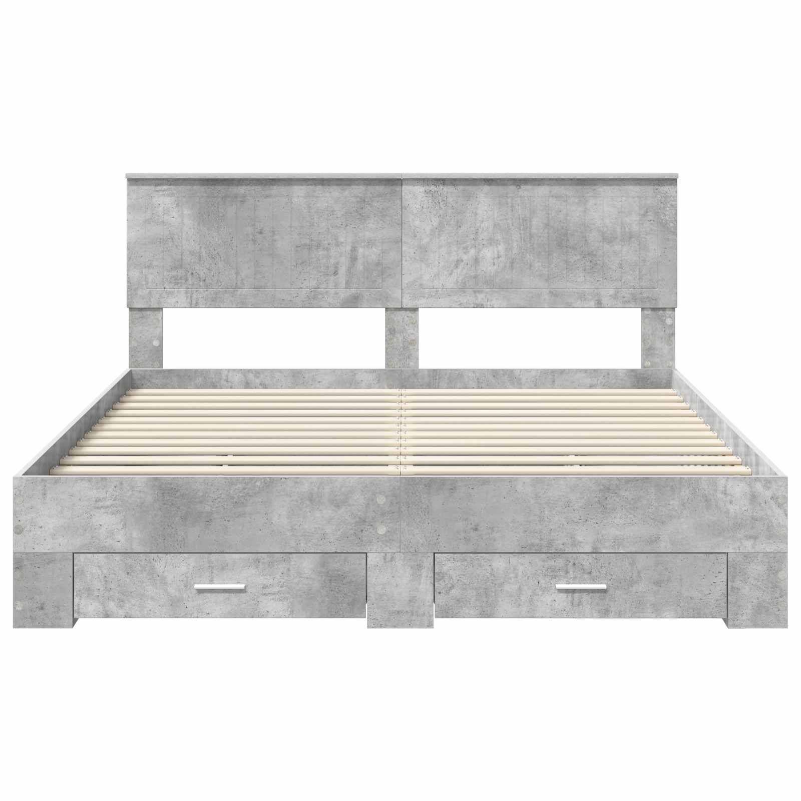 Bedframe met hoofdeinde Beton Grijs 160 x 200 cm Bewerkt hout