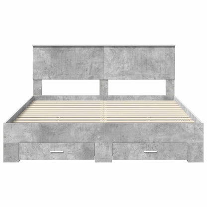 Bedframe met hoofdeinde Beton Grijs 160 x 200 cm Bewerkt hout