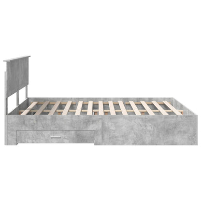 Bedframe met hoofdeinde Beton Grijs 160 x 200 cm Bewerkt hout