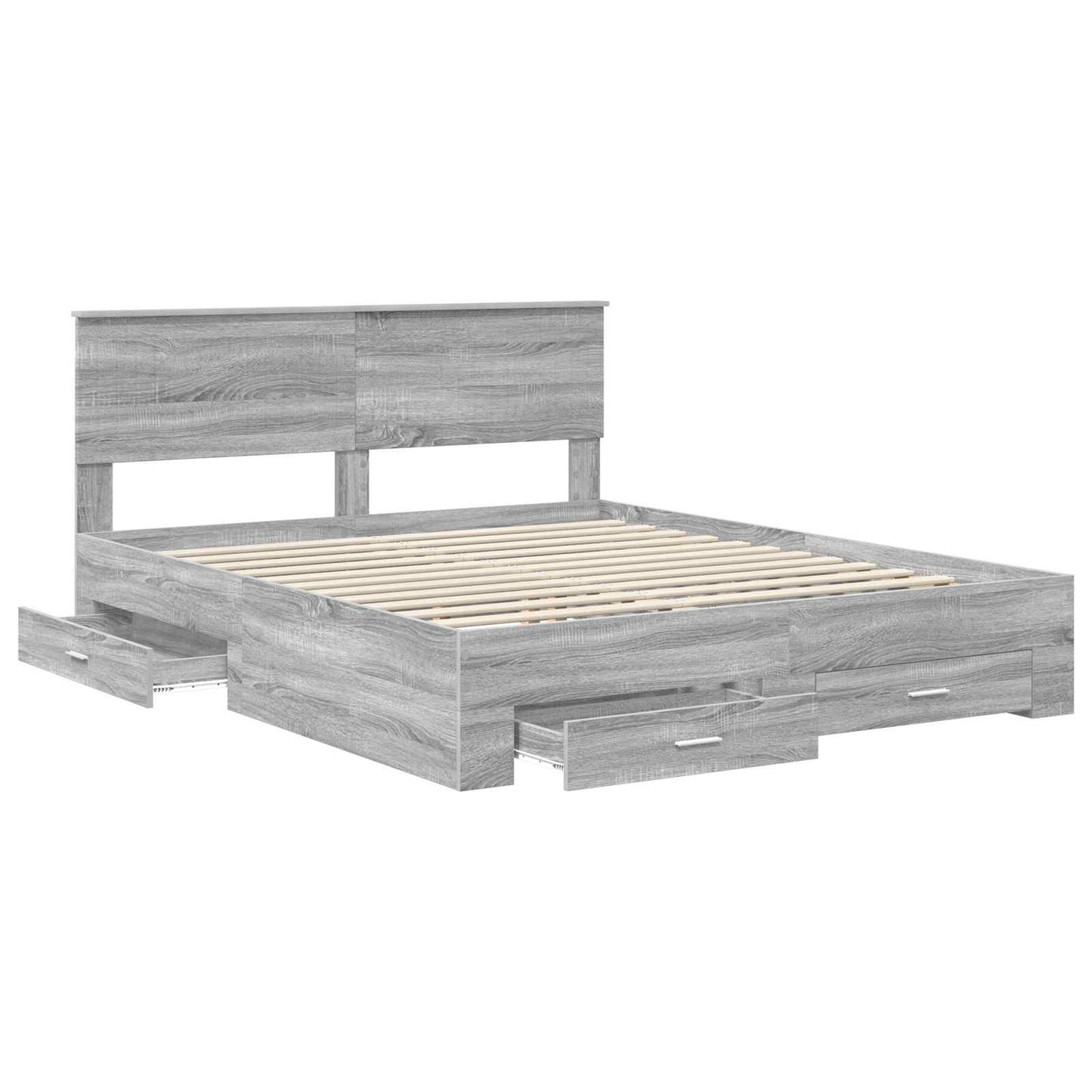 Bedframe met hoofdeinde Grijs Sonoma 160 x 200 cm Bewerkt hout