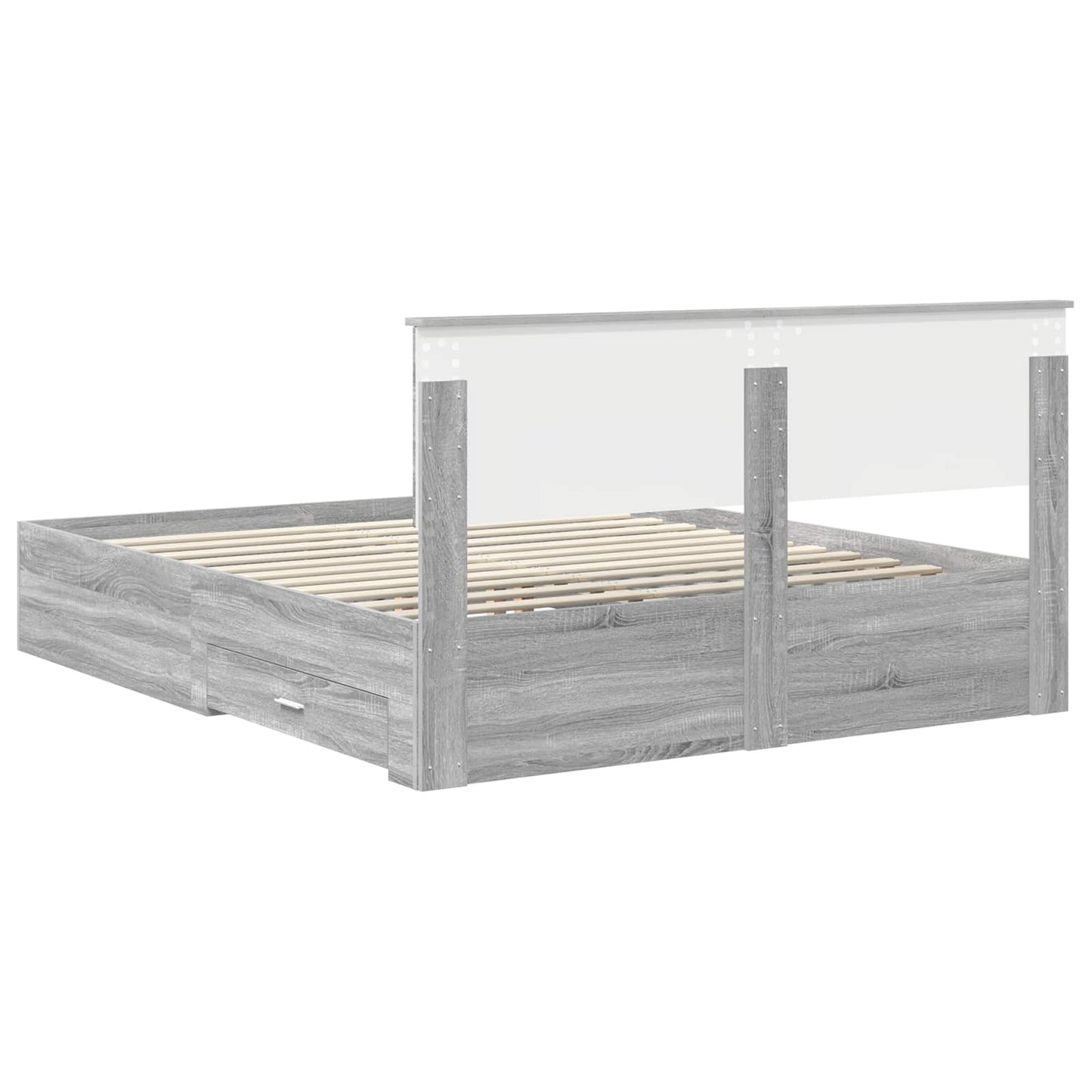 Bedframe met hoofdeinde Grijs Sonoma 160 x 200 cm Bewerkt hout