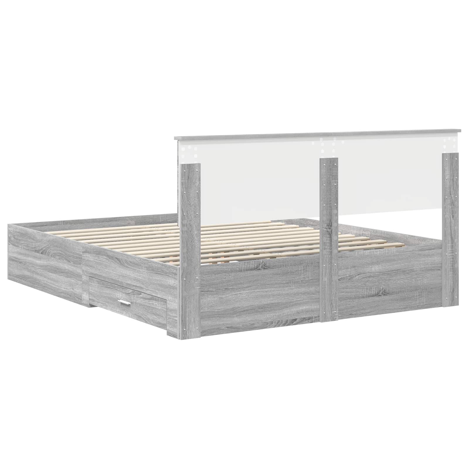 Bedframe met hoofdeinde Grijs Sonoma 160 x 200 cm Bewerkt hout