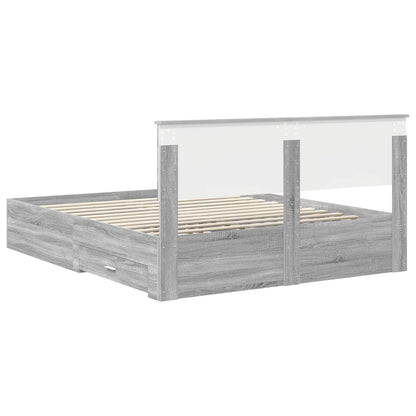 Bedframe met hoofdeinde Grijs Sonoma 160 x 200 cm Bewerkt hout