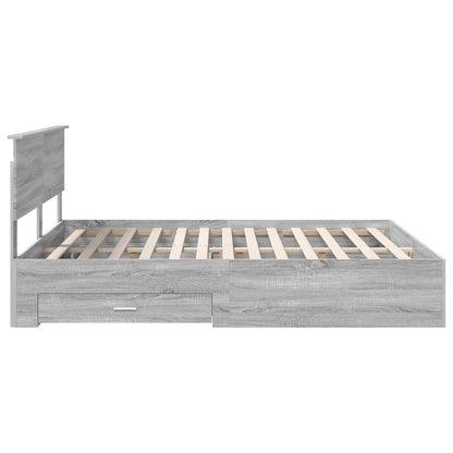 Bedframe met hoofdeinde Grijs Sonoma 160 x 200 cm Bewerkt hout