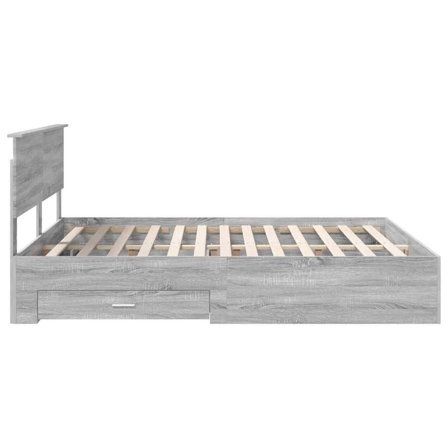 Bedframe met hoofdeinde Grijs Sonoma 160 x 200 cm Bewerkt hout