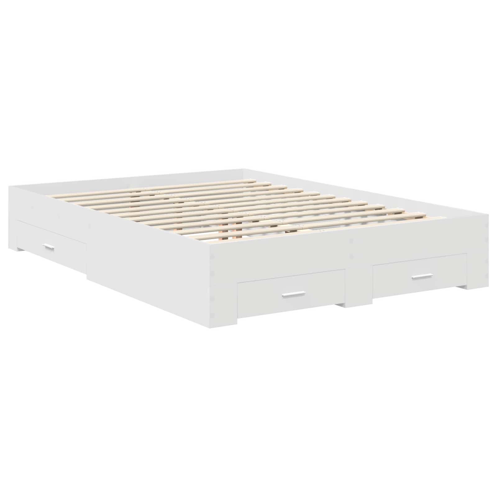 Bedframe met hoofdeinde met lade Wit 140 x 200 cm Bewerkt hout