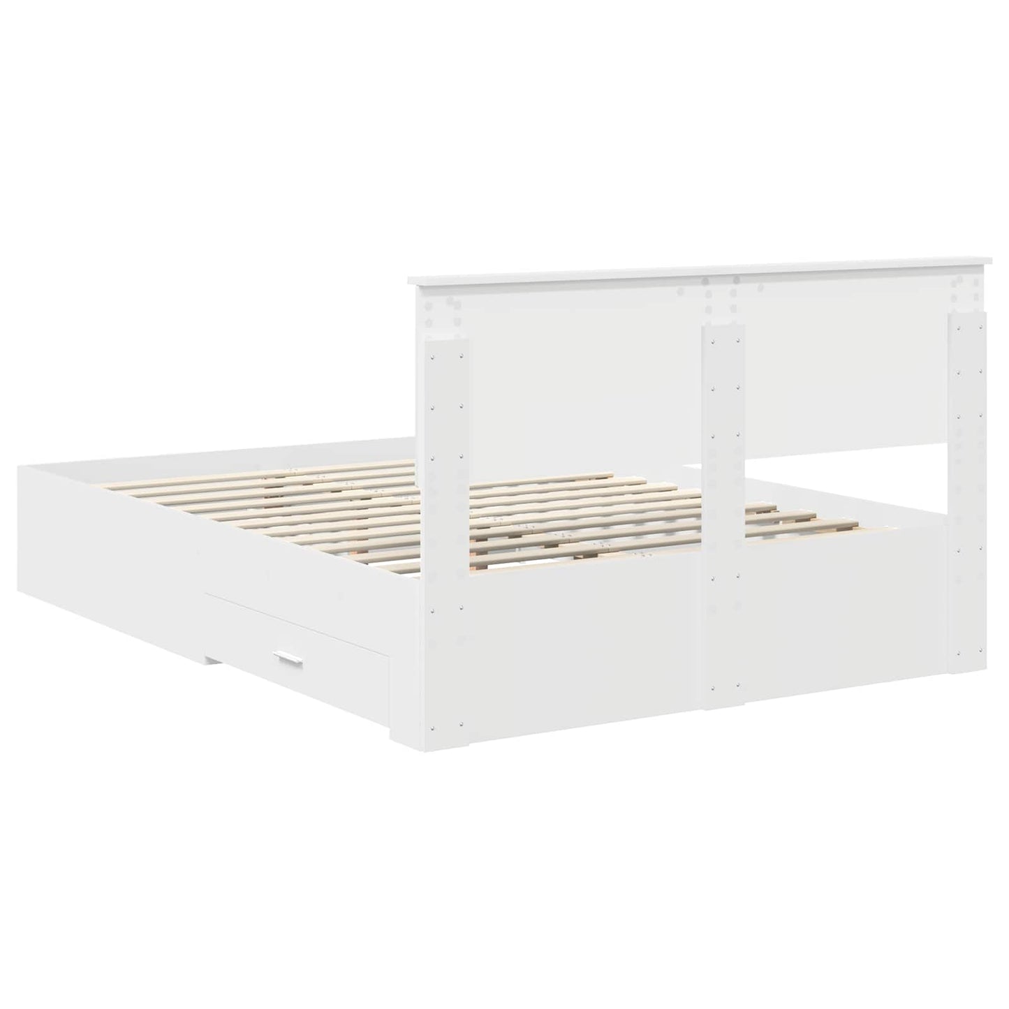 Bedframe met hoofdeinde met lade Wit 140 x 200 cm Bewerkt hout