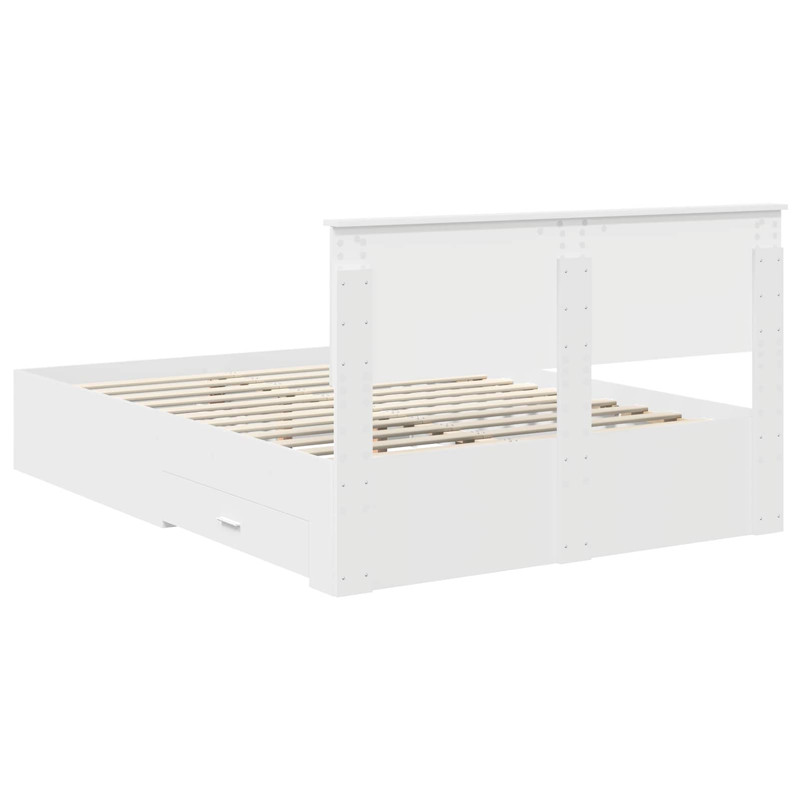 Bedframe met hoofdeinde met lade Wit 140 x 200 cm Bewerkt hout