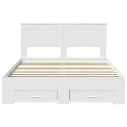 Bedframe met hoofdeinde met lade Wit 140 x 200 cm Bewerkt hout