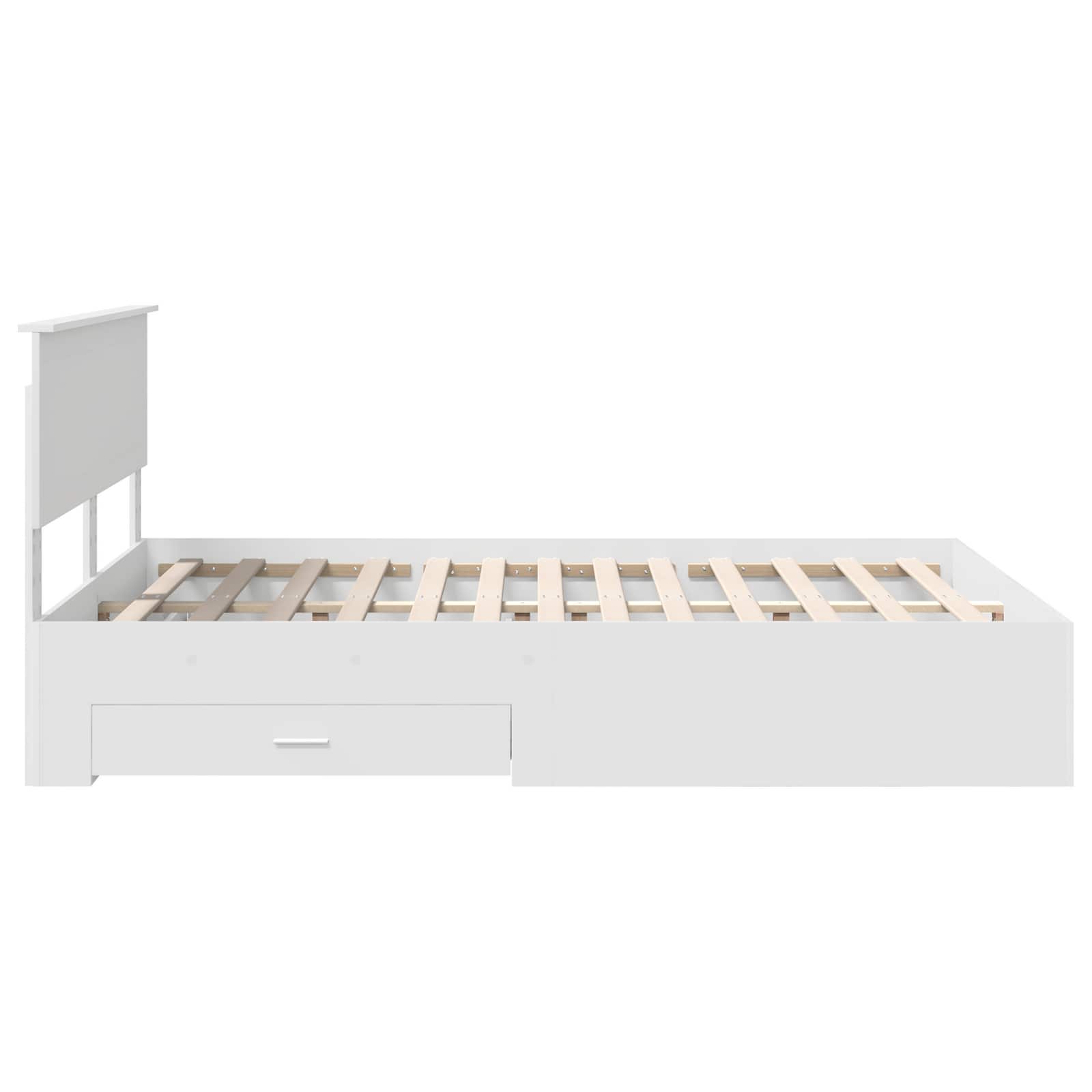 Bedframe met hoofdeinde met lade Wit 140 x 200 cm Bewerkt hout
