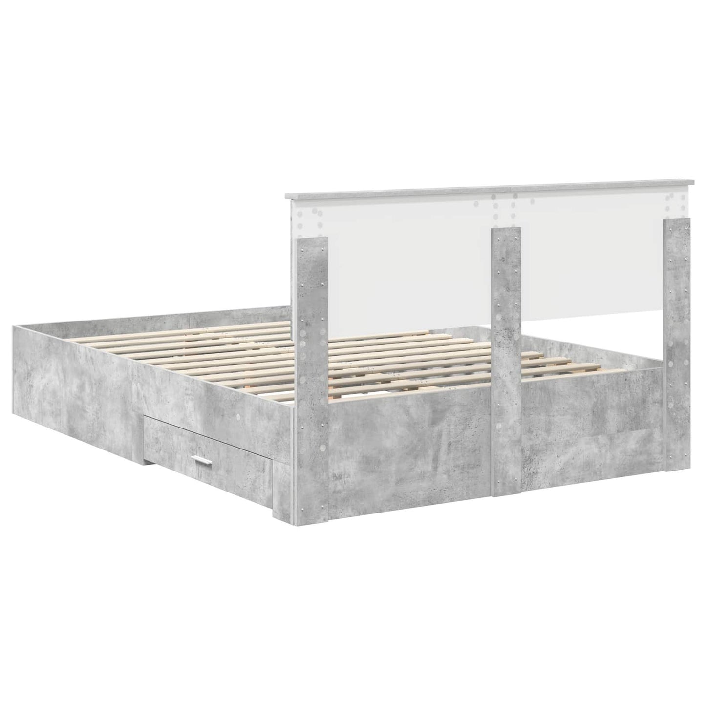 Bedframe met hoofdeinde Beton Grijs 140 x 200 cm Bewerkt hout