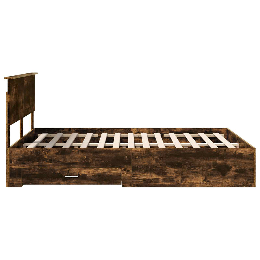 Bedframe met hoofdeinde Gerookt eiken 140 x 200 cm Bewerkt hout