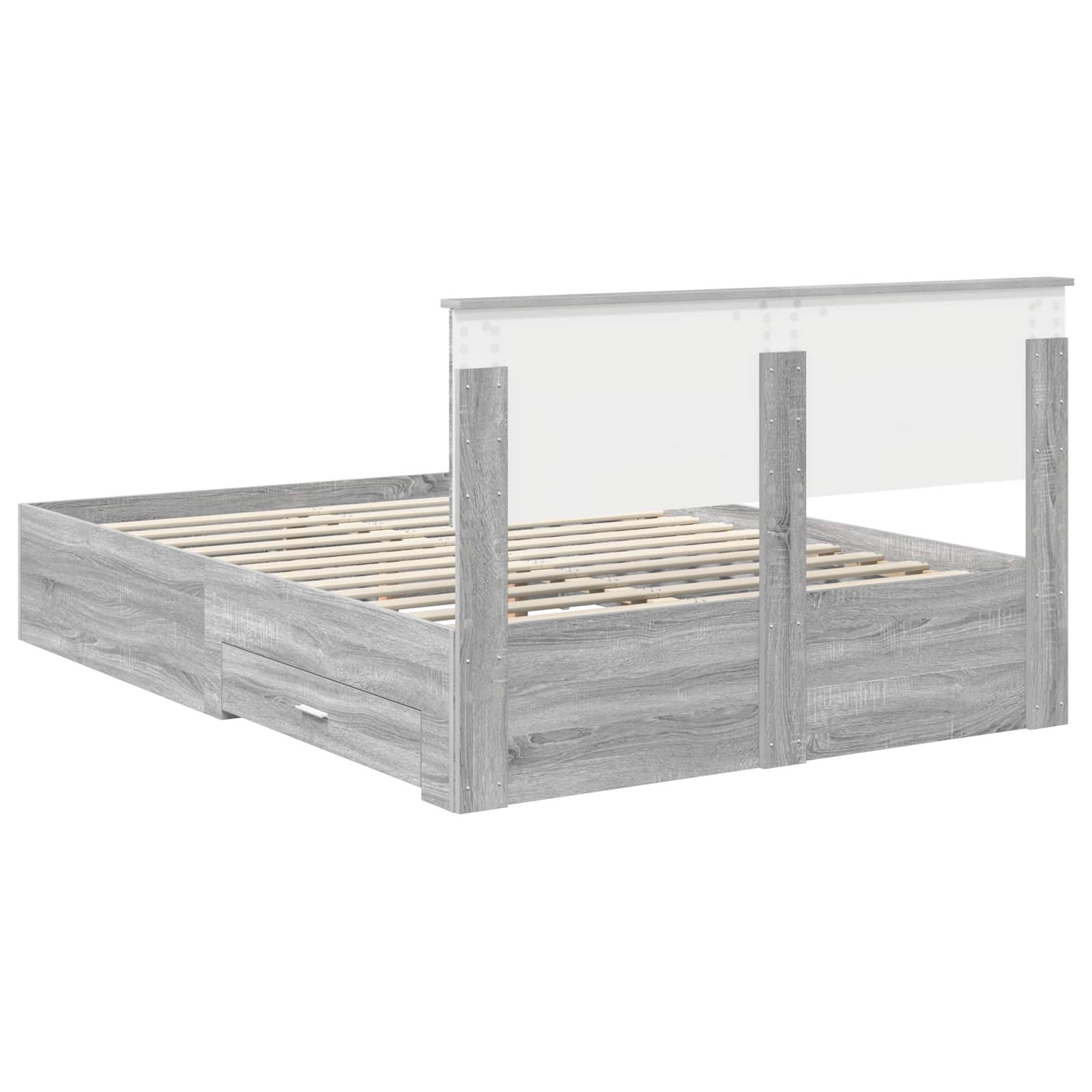 Bedframe met hoofdeinde Grijs Sonoma 140 x 200 cm Bewerkt hout