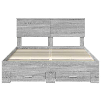 Bedframe met hoofdeinde Grijs Sonoma 140 x 200 cm Bewerkt hout
