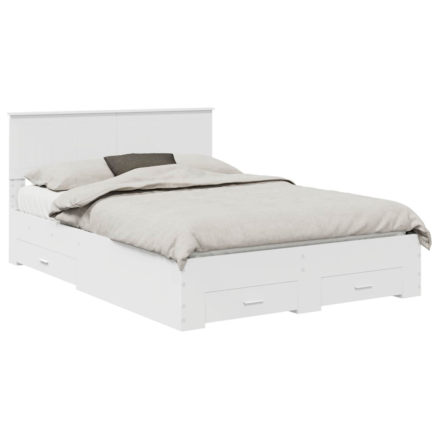 Bedframe met hoofdeinde met lade Wit 140 x 190 cm Bewerkt hout