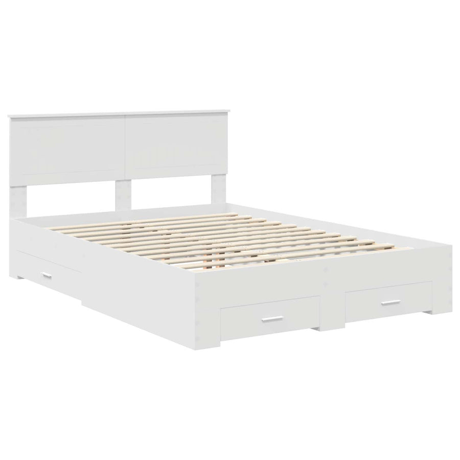 Bedframe met hoofdeinde met lade Wit 140 x 190 cm Bewerkt hout