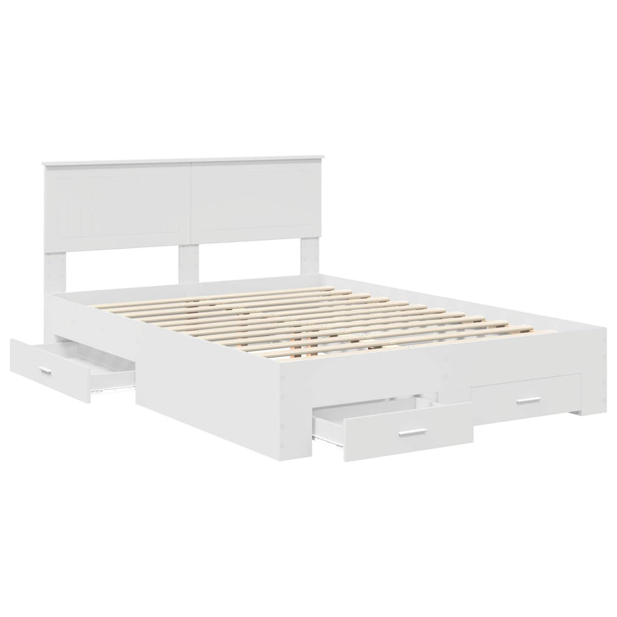 Bedframe met hoofdeinde met lade Wit 140 x 190 cm Bewerkt hout