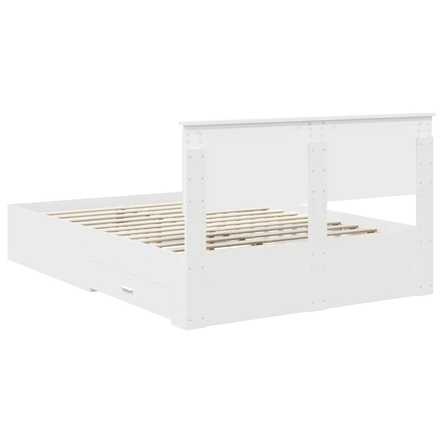 Bedframe met hoofdeinde met lade Wit 140 x 190 cm Bewerkt hout