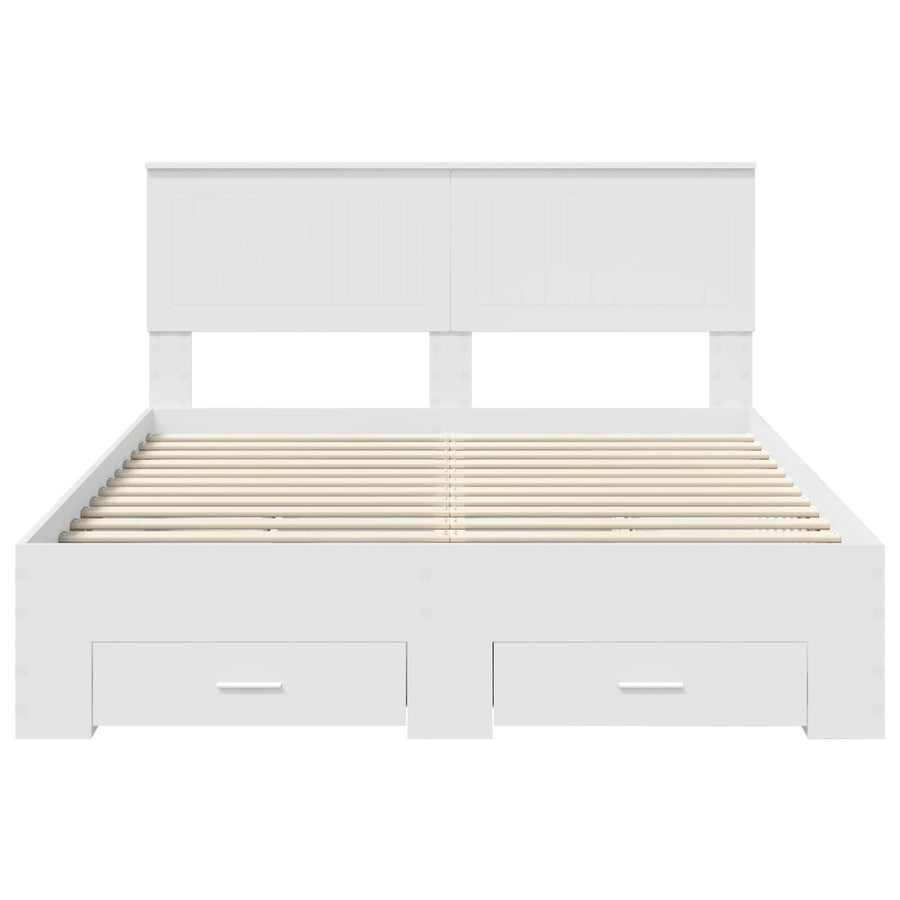 Bedframe met hoofdeinde met lade Wit 140 x 190 cm Bewerkt hout