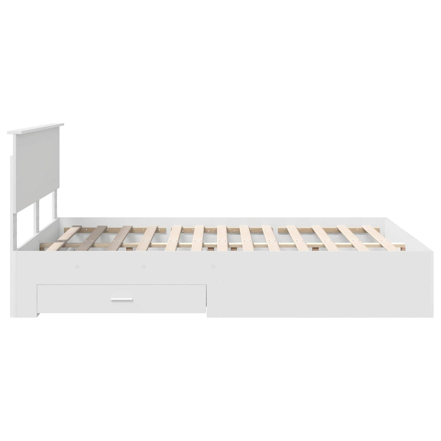 Bedframe met hoofdeinde met lade Wit 140 x 190 cm Bewerkt hout