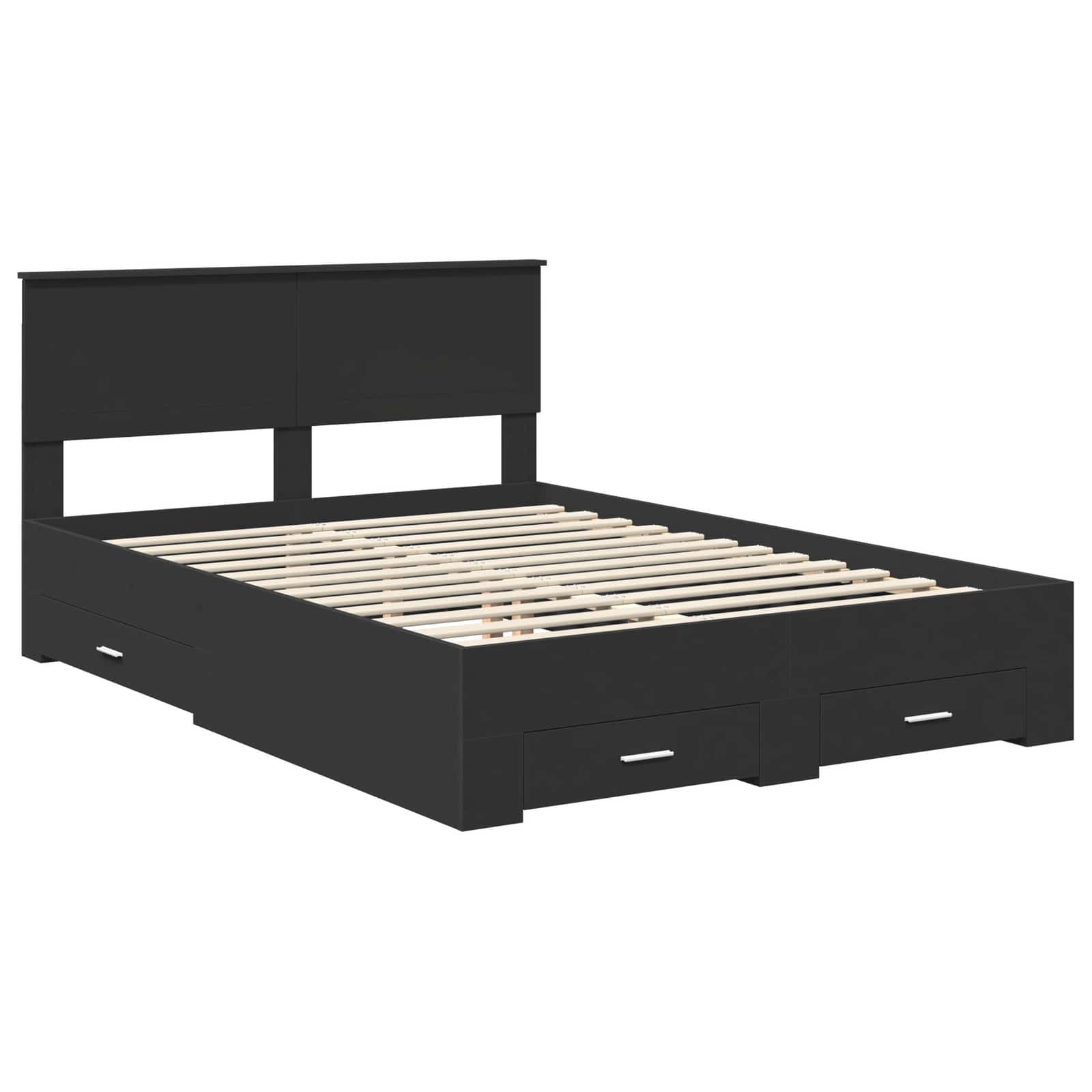 Bedframe Met Hoofdeinde Bewerkt Hout 140 x 190 cm Zwart