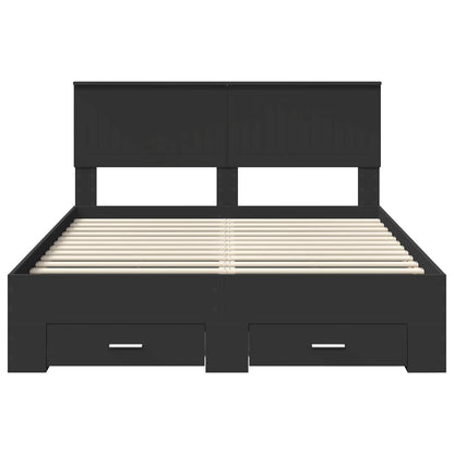 Bedframe Met Hoofdeinde Bewerkt Hout 140 x 190 cm Zwart