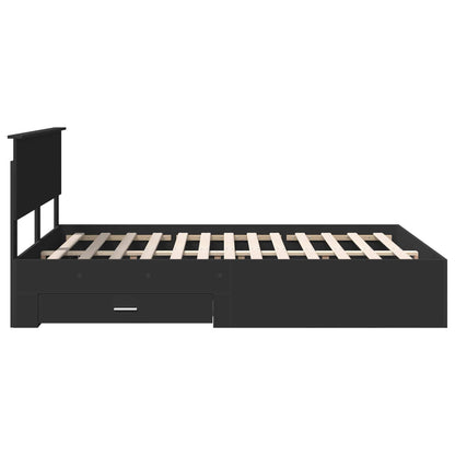 Bedframe Met Hoofdeinde Bewerkt Hout 140 x 190 cm Zwart