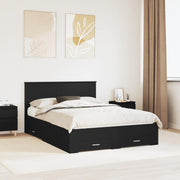 Bedframe 135x190 cm zwart bewerkt hout