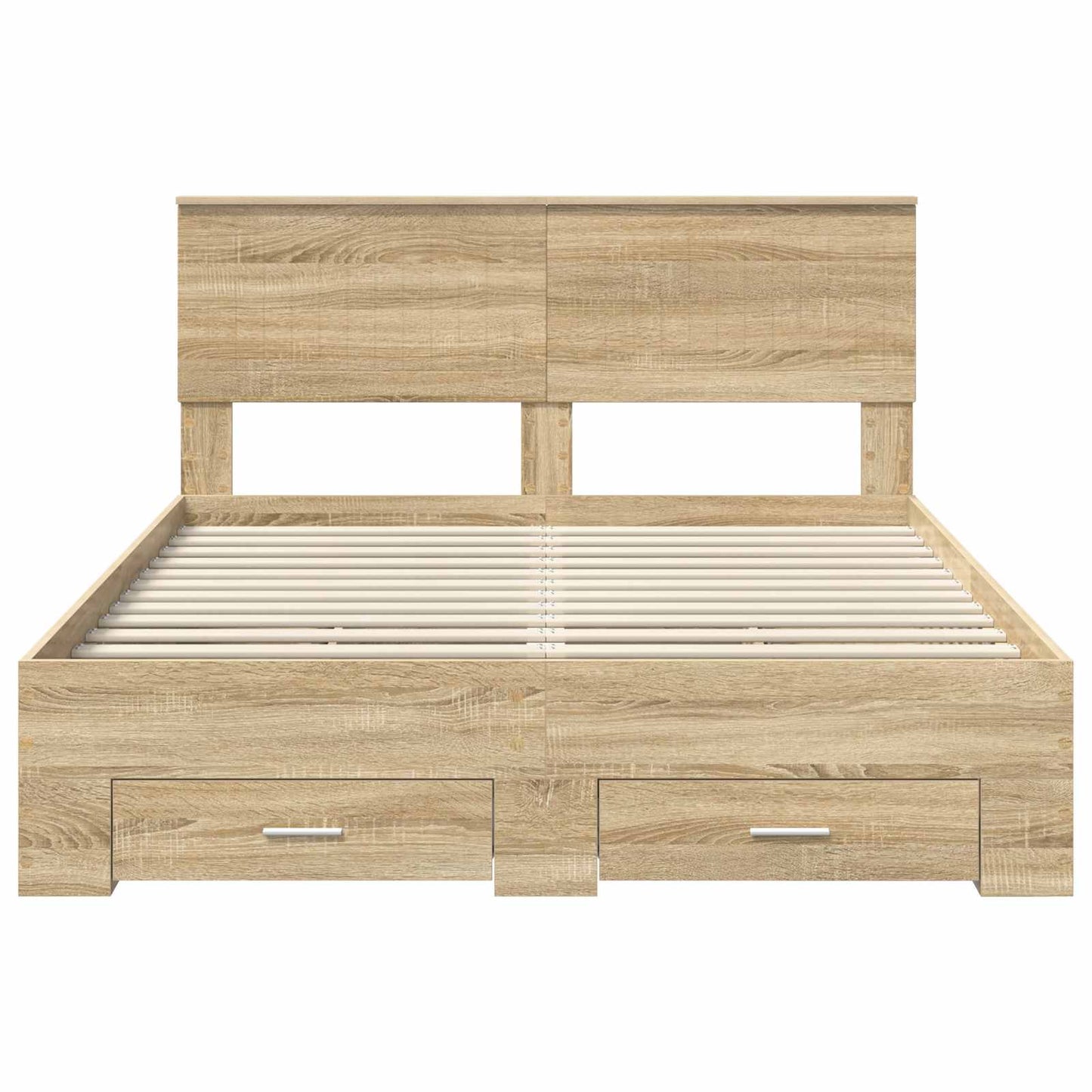 Bedframe met hoofdeinde Sonoma Eiken 135 x 190 cm Bewerkt hout