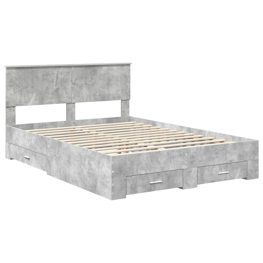 Bedframe met lade met hoofdeinde met opslag Bewerkt hout