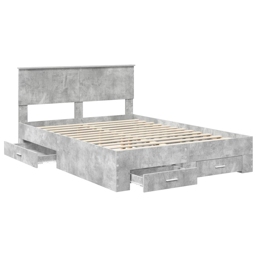 Bedframe met lade met hoofdeinde met opslag Bewerkt hout