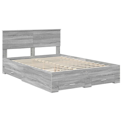 Bedframe met hoofdeinde Grijs Sonoma 135 x 190 cm Bewerkt hout
