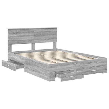 Bedframe met hoofdeinde Grijs Sonoma 135 x 190 cm Bewerkt hout