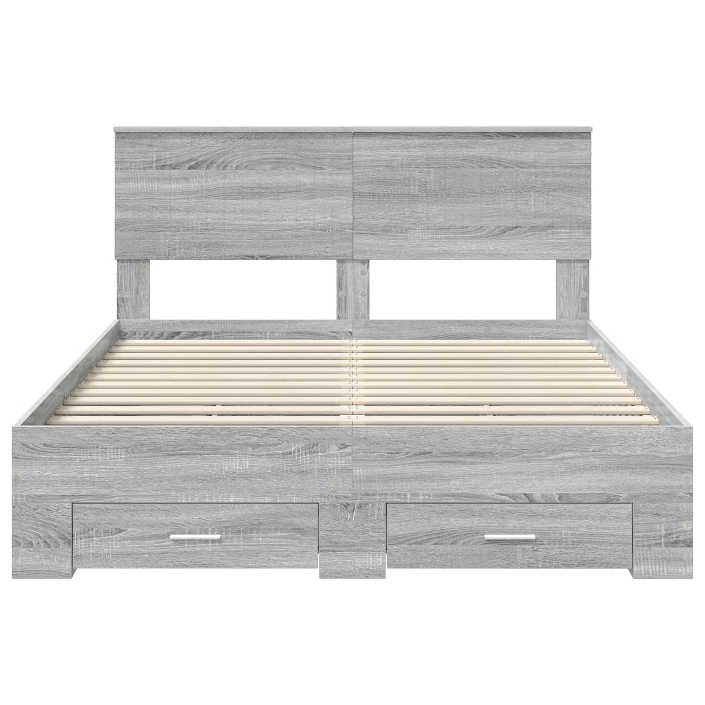 Bedframe met hoofdeinde Grijs Sonoma 135 x 190 cm Bewerkt hout