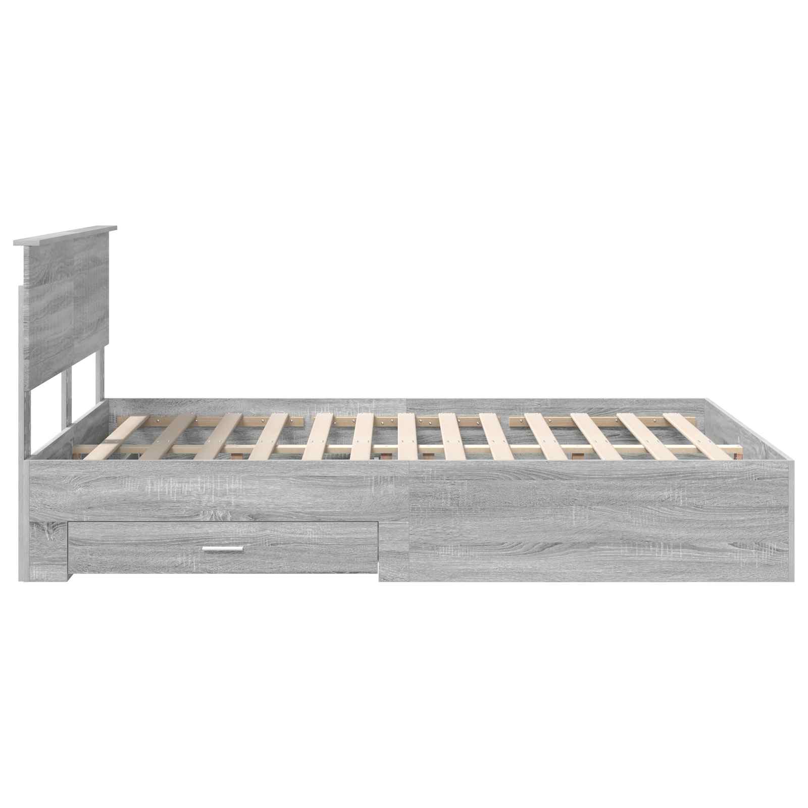 Bedframe met hoofdeinde Grijs Sonoma 135 x 190 cm Bewerkt hout