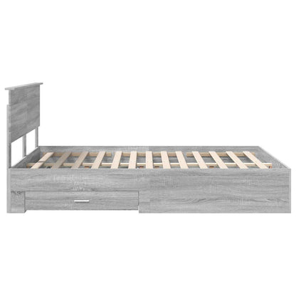 Bedframe met hoofdeinde Grijs Sonoma 135 x 190 cm Bewerkt hout