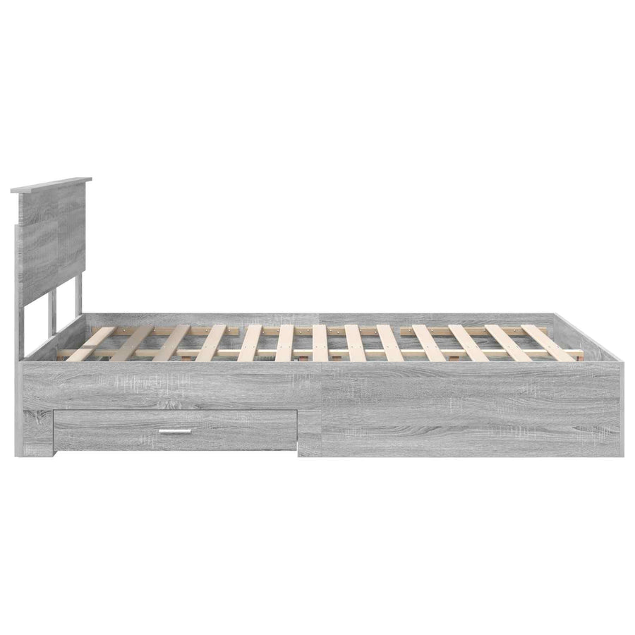 Bedframe met hoofdeinde Grijs Sonoma 135 x 190 cm Bewerkt hout